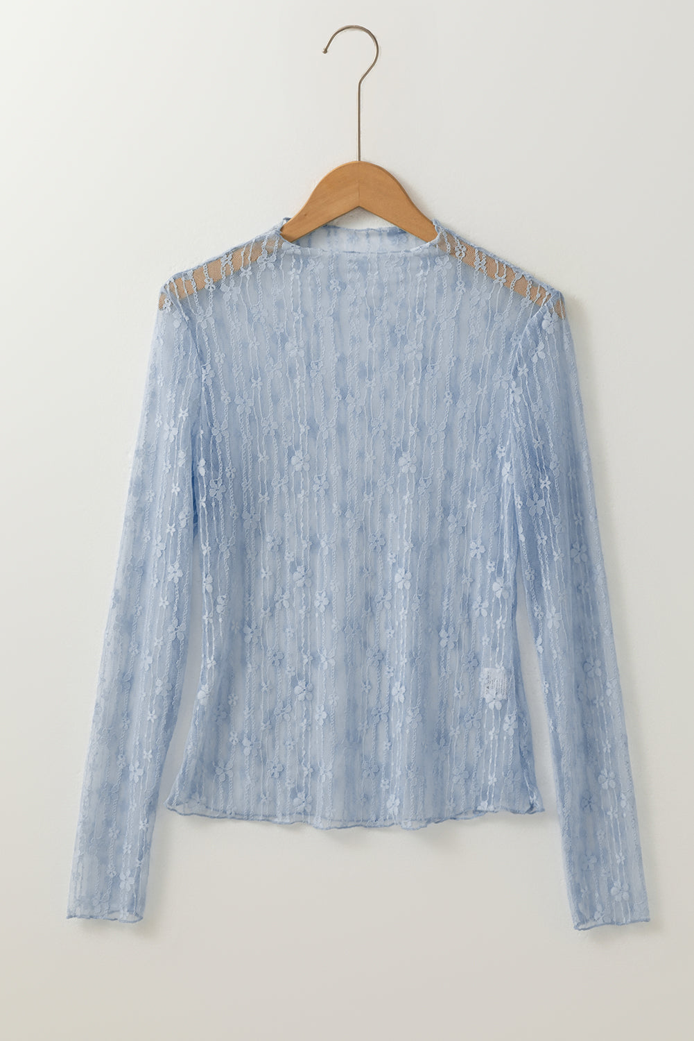 Threaded Pear Adalynn Sheer Floral Lace Long Sleeve Top