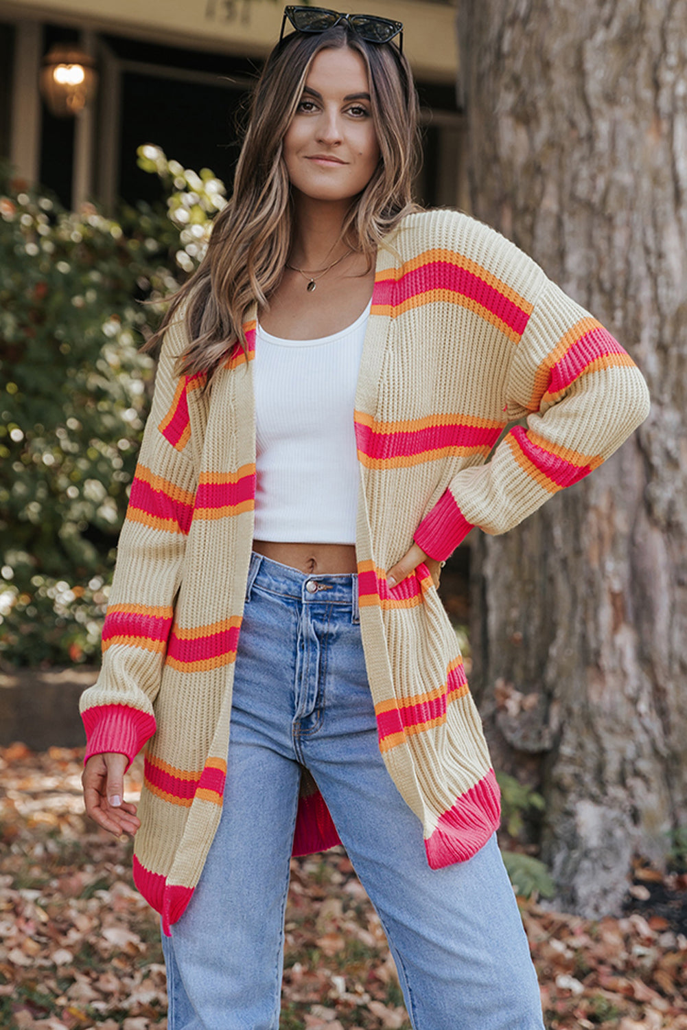 Josephine Stripe Long Knitted Cardigan by Threaded Pear – Zulily
