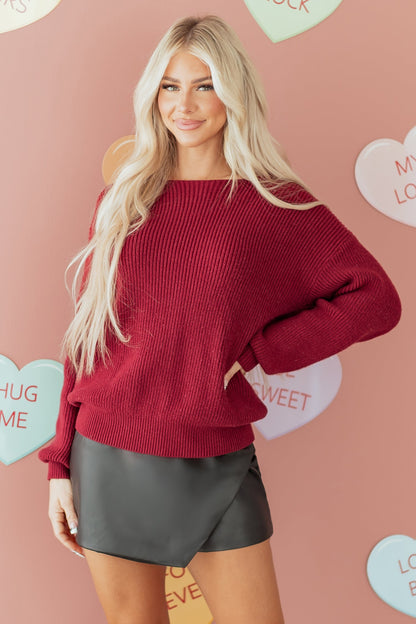 Threaded Pear Rosalina Backless Drop Shoulder Sweater