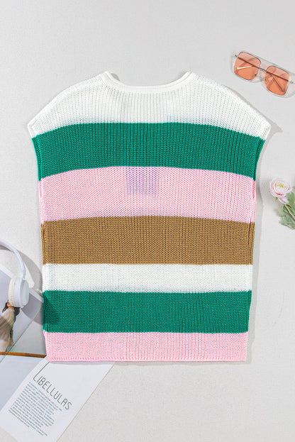 Threaded Pear Elliot Color Block Notch V Neck Sweater Top
