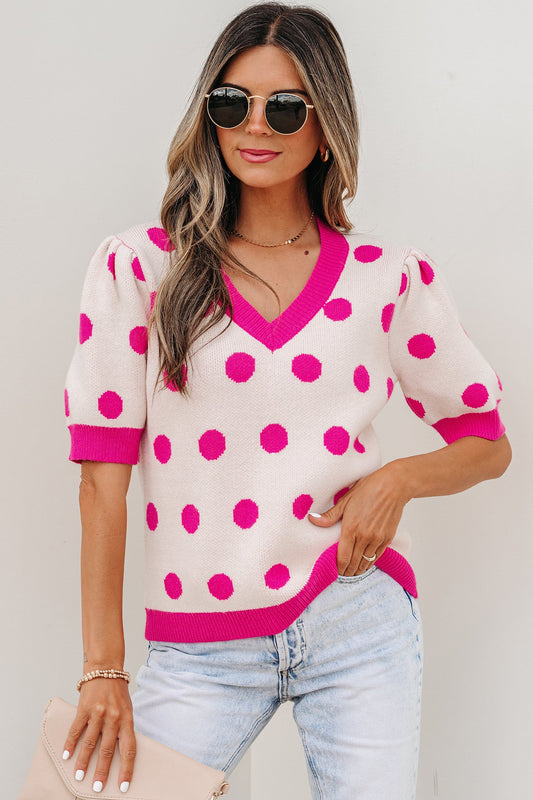 Threaded Pear Alexia Puff Short Sleeve Sweater