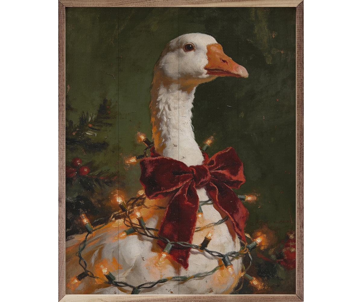 Kendrick Home Christmas Goose With Velvet Bow