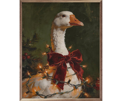 Kendrick Home Christmas Goose With Velvet Bow