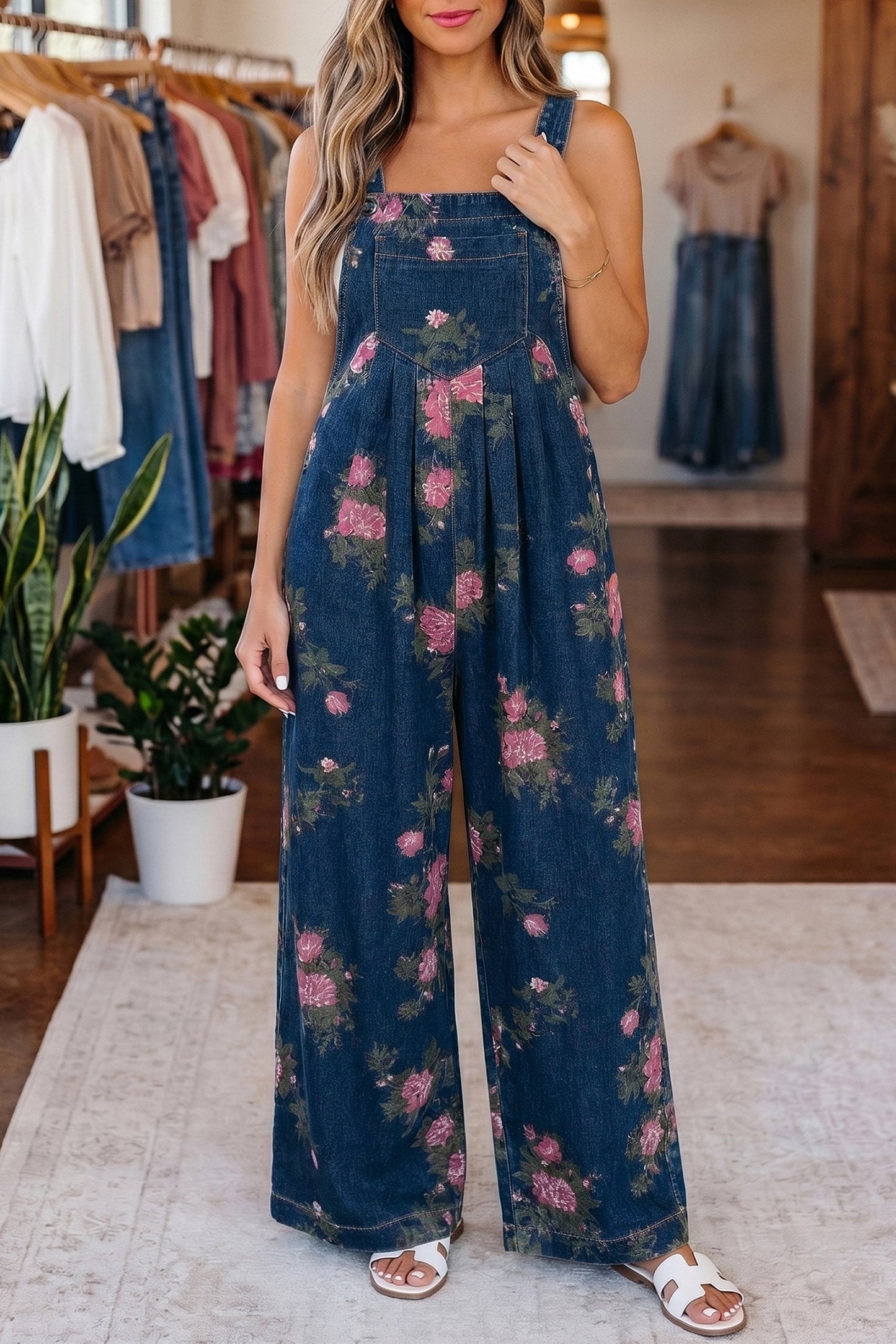 Threaded Pear Akira Waist Wide Leg Jumpsuit