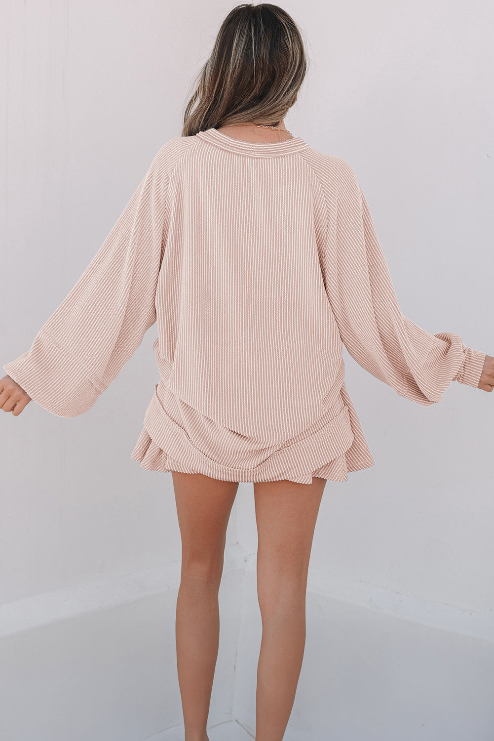 Threaded Pear Scarlett Corded Lantern Sleeve Top