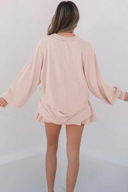 Threaded Pear Scarlett Corded Lantern Sleeve Top