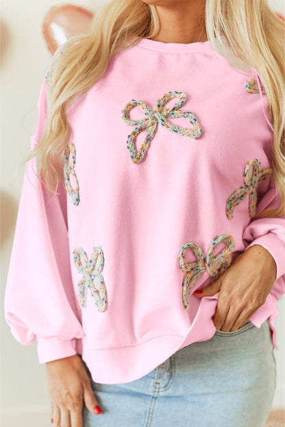 Threaded Pear Laila Bow Lantern Sleeve Oversized Sweatshirt
