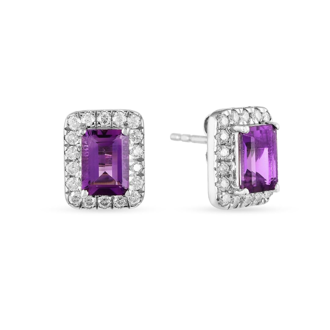 Silver Natural Amethyst Earrings and Necklace Jewelry Sets