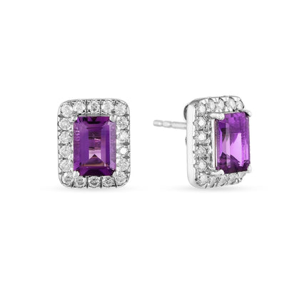 Silver Natural Amethyst Earrings and Necklace Jewelry Sets