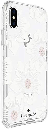 Kate Spade New York Protective Hardshell Case for Iphone Xs & Iphone X - Hollyhock Floral Clear/Cream with Stones