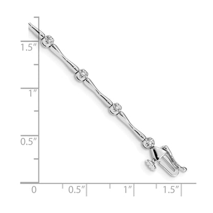 Round White Diamond Prong 14K White Gold Bar Link Bracelet