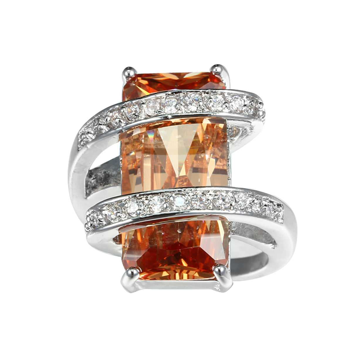 Champagne Crystal & Cubic Zirconia Pavé Wrap Emerald-Cut Ring-1