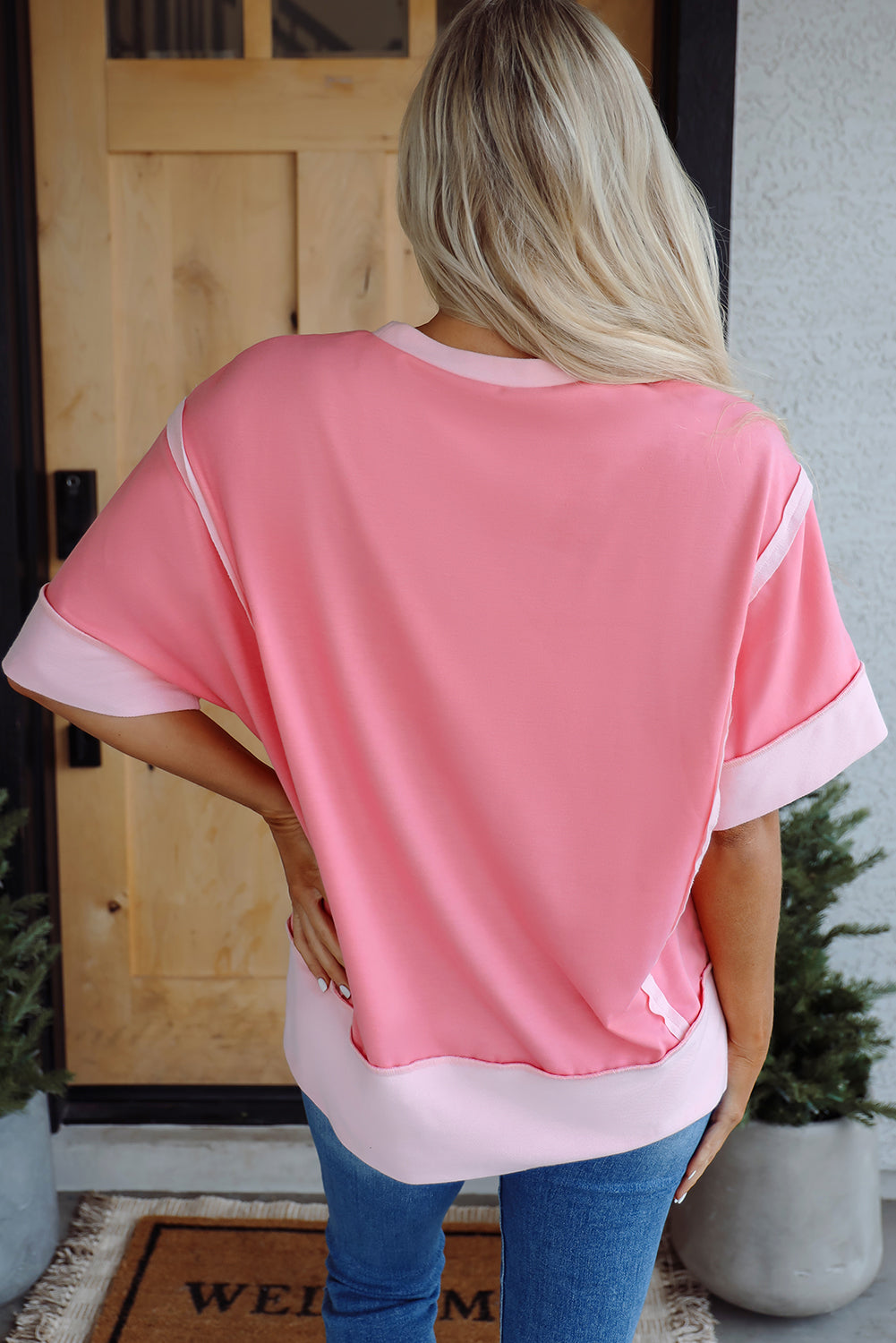 Threaded Pear Katie Raw Seam High Low Side Split Top