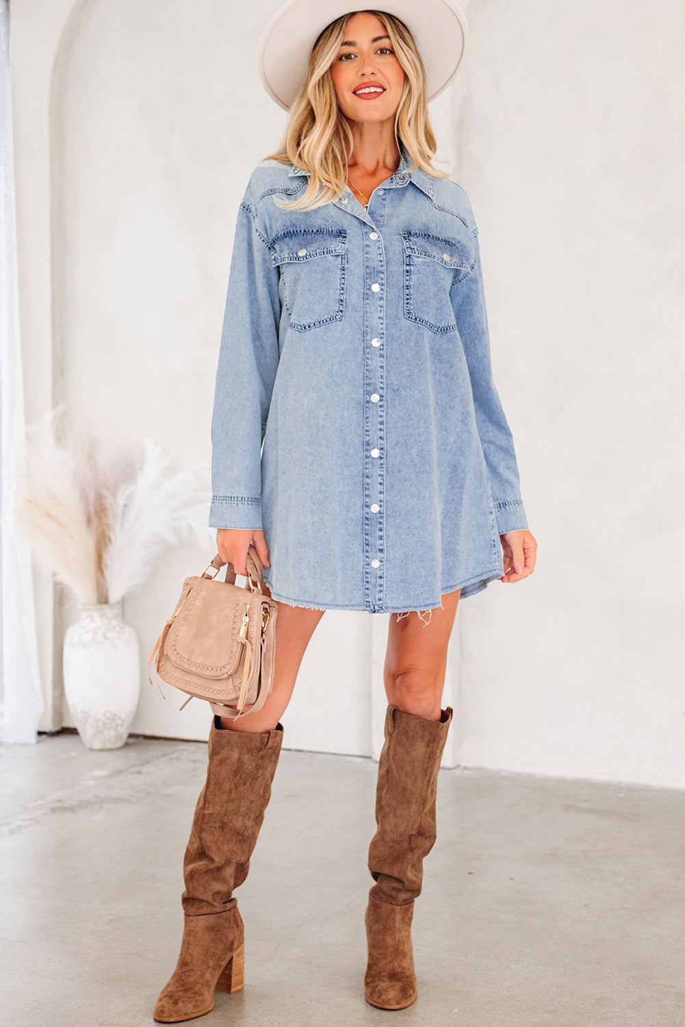 Threaded Pear Takina Raw Hem Loose Shirt