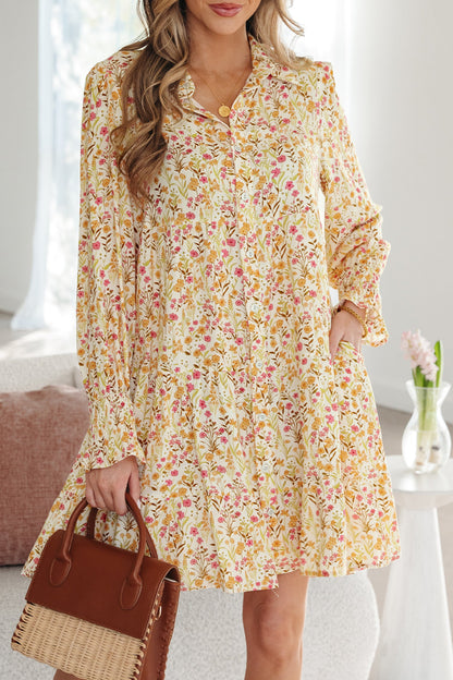 Threaded Pear Kaiya Loose Shirt Dress Long Sleeve