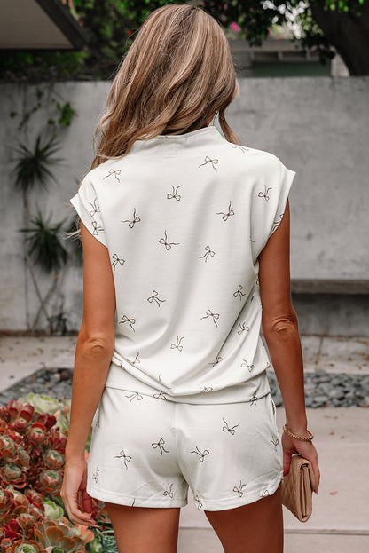 Threaded Pear Gianna Bow Half Zip Tank and Shorts Set