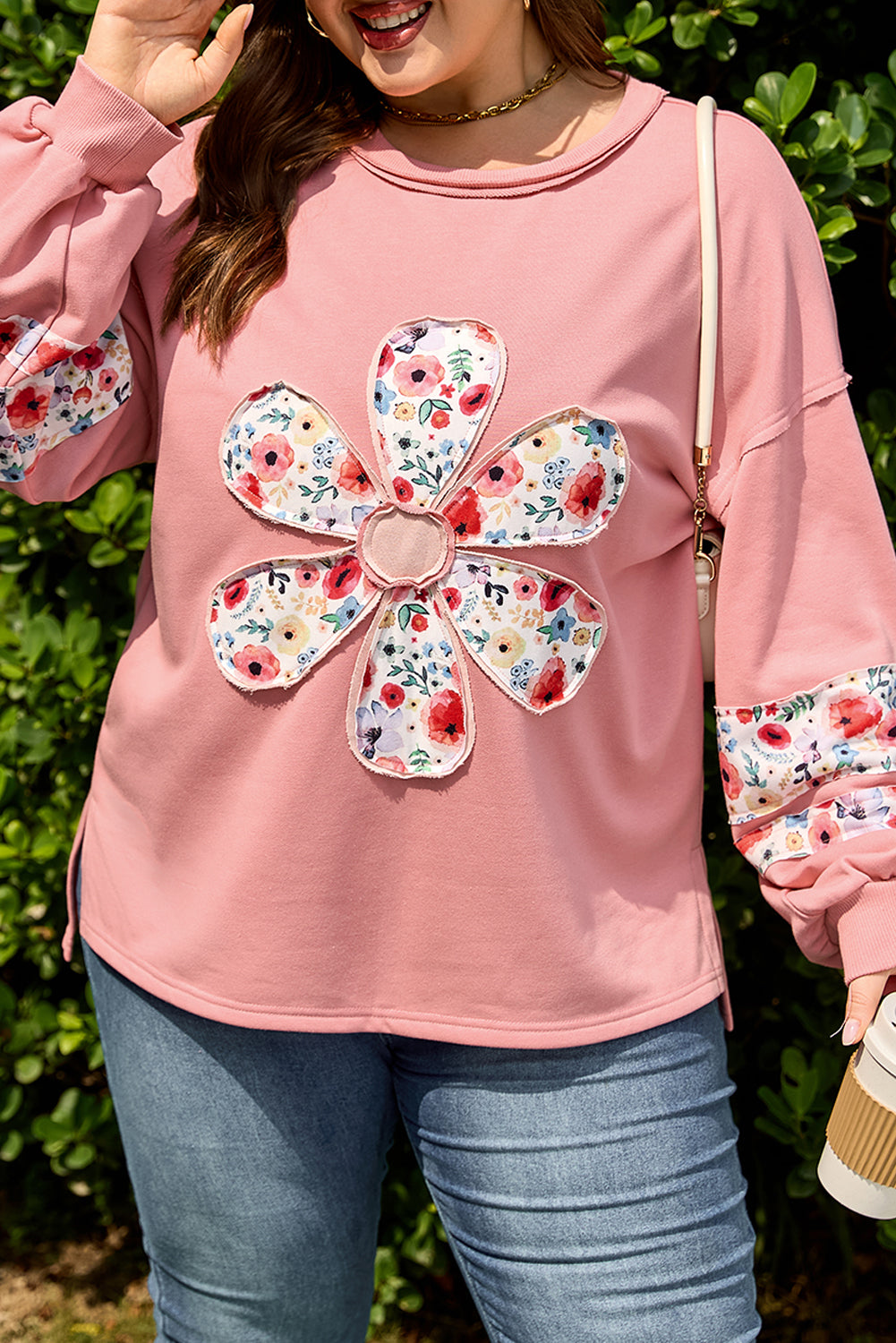 Threaded Pear Elizabeth applique Drop Shoulder Sweatshirt