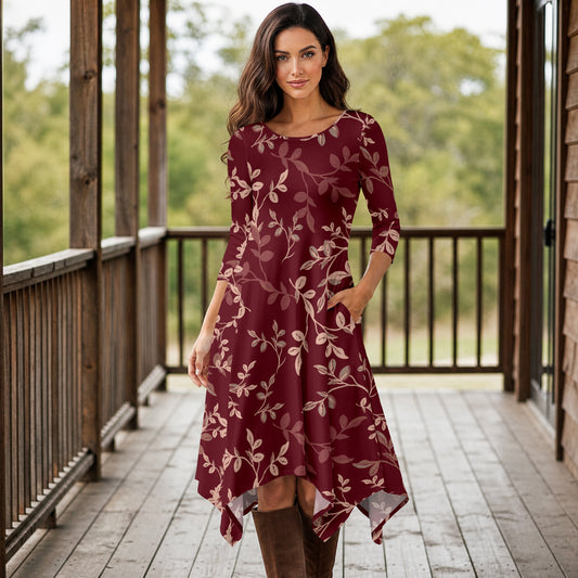 Burgundy and Beige-