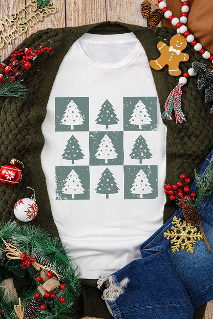Threaded Pear White Christmas Distressed Graphic Oversize Tee
