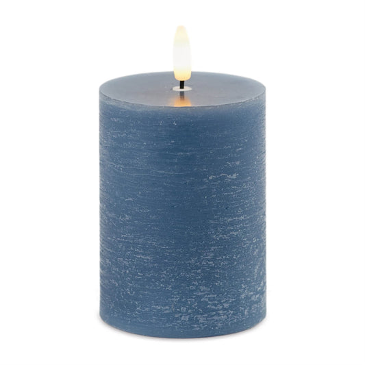 Melrose International FIA Wick Blue Pillar Candle (Set of 2)