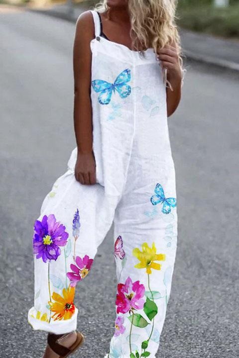 Women’s Butterfly Print Overalls