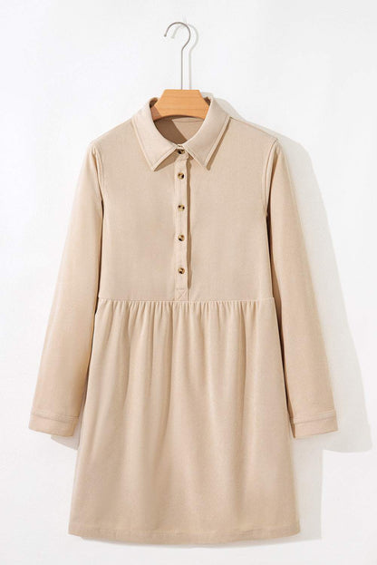 Serena Long Sleeve Mini Dress - Oatmeal / S - 4/6