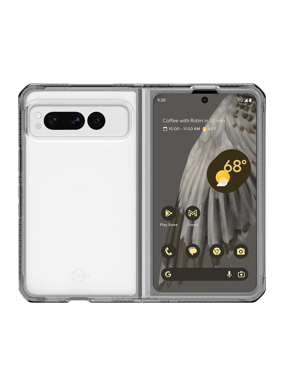 Itskins | Hybrid R Clear Protective Phone Case Compatible with Google Pixel Fold, Slim Hybrid Case, Shockproof Cover, Anti-Yellowing, and Military Grade Phone Case | Black and Transparent