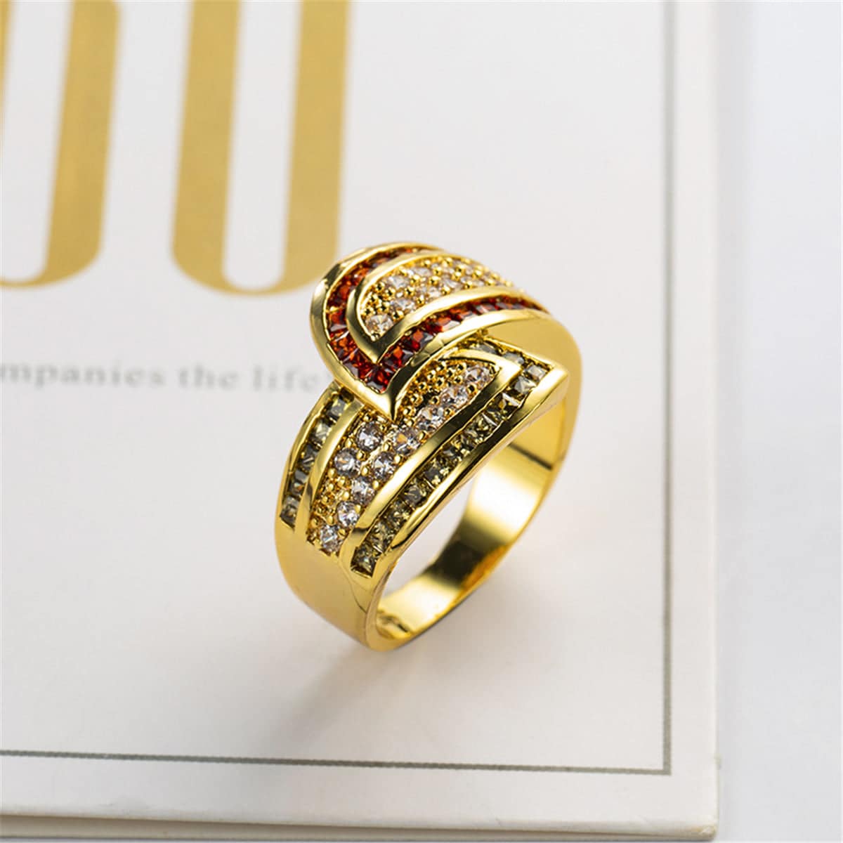 Crystal & Cubic Zirconia Princess-Cut Bypass Ring-5