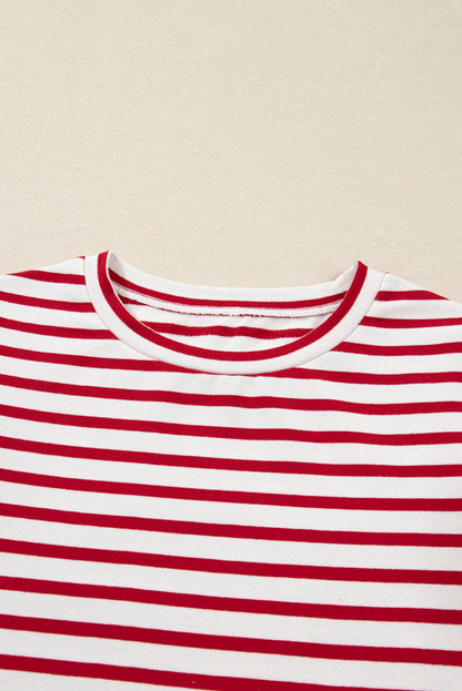 Threaded Pear Meilani Stripe Ruffle Trim Long Sleeve Top