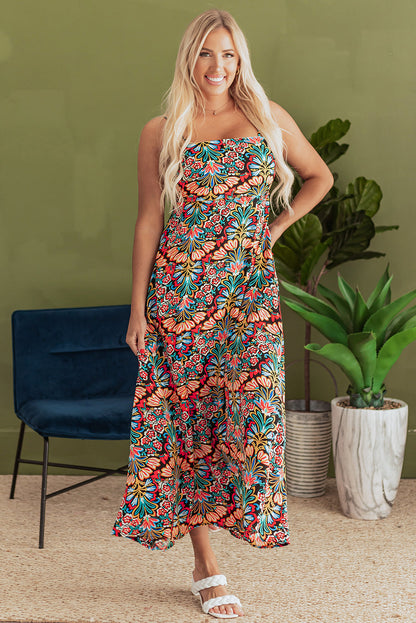 Threaded Pear Danielle Boho Floral High Waist Maxi Dress