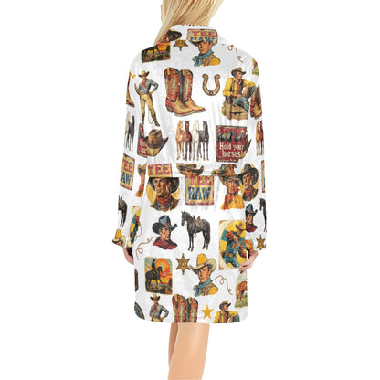 Baha Ranch Vintage Cowboy Collage Western Women's Robe