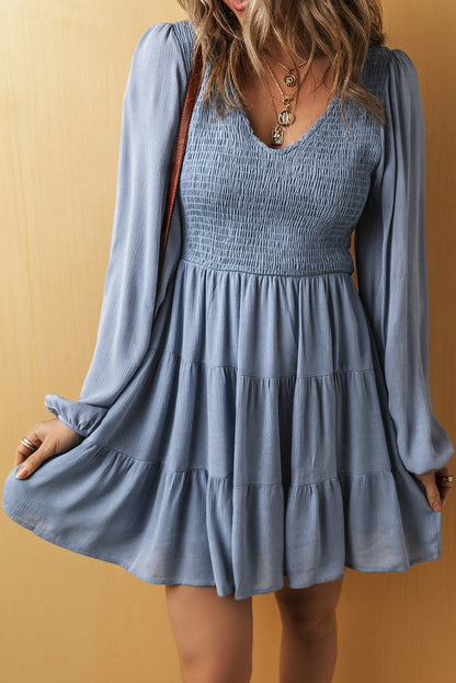 Threaded Pear Aadhya Smocked Tiered Mini Dress