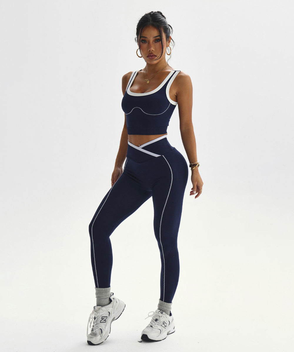 Contrast Binding V-Waist Activewear Set