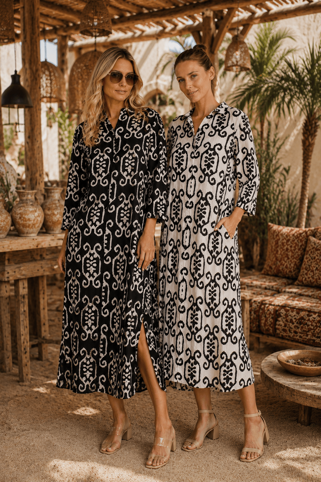 Black / White Ikat Print-