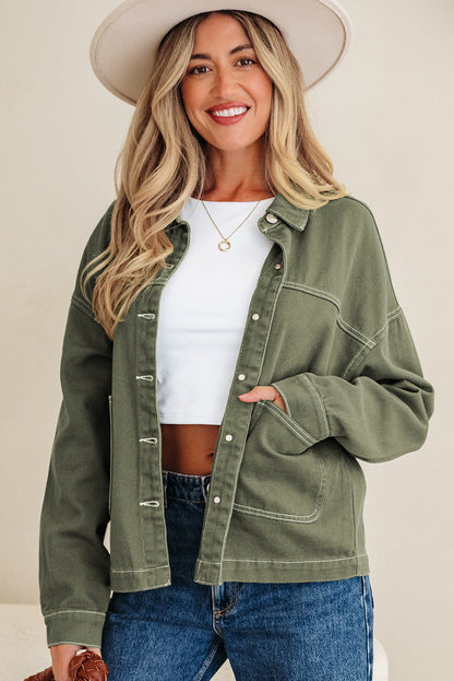 Threaded Pear Isabella Collared Front Boyfriend Jacket