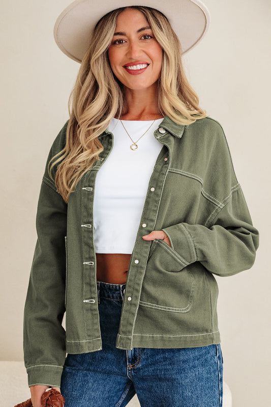 Threaded Pear Isabella Collared Front Boyfriend Jacket