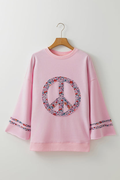 Threaded Pear Peace Drop Shoulder Wide Sleeve Casual Top