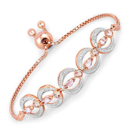 Marquise Pink Morganite & Diamond Celestial Bolo Adjustable Bracelet