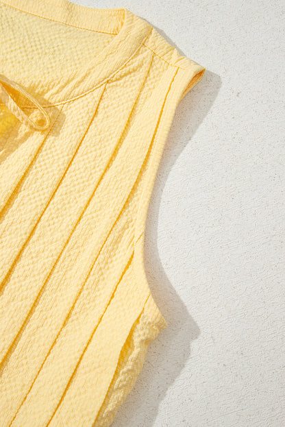Threaded Pear Kenzie Notched Pleated Tank Top