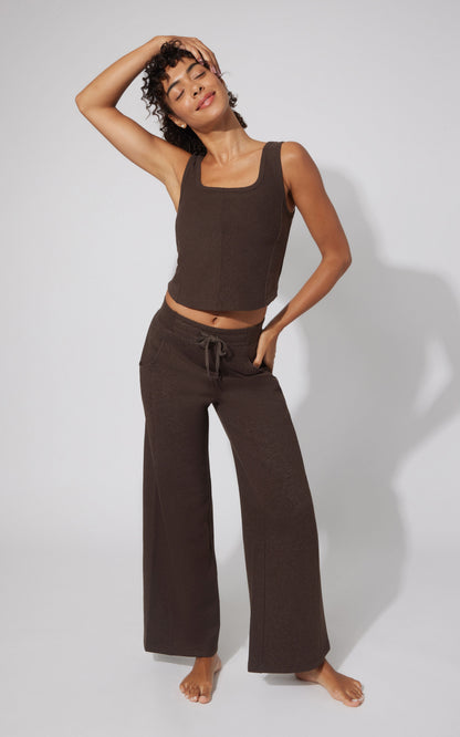 Terry Corset Tank & Fleece Wide Leg Pant Set