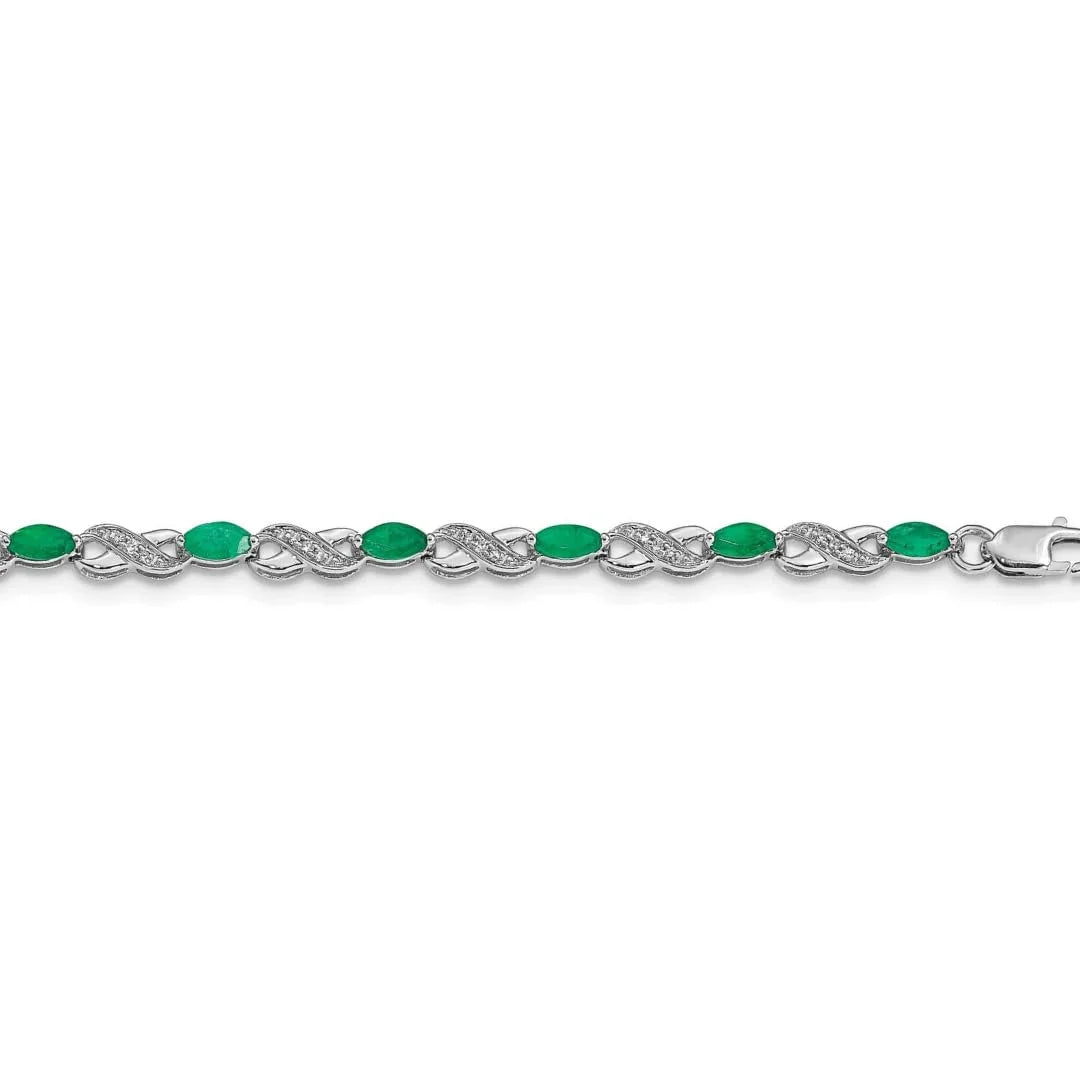 14k White Gold Emerald Infinity 7.25 inch Bracelet