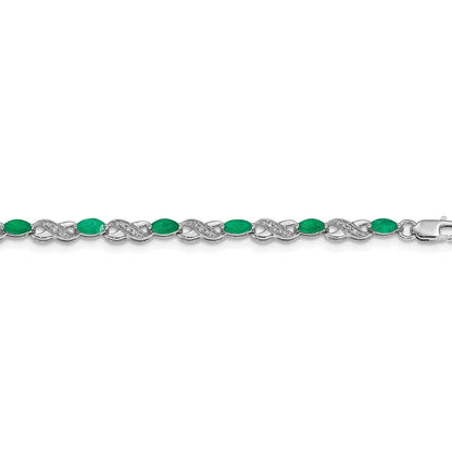 14k White Gold Emerald Infinity 7.25 inch Bracelet