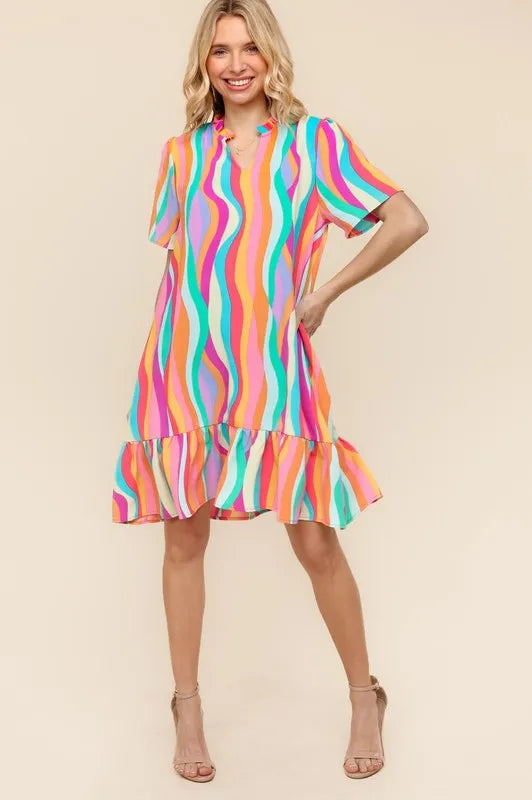 Haptics Tiered Woven Ruffle Hem Dress