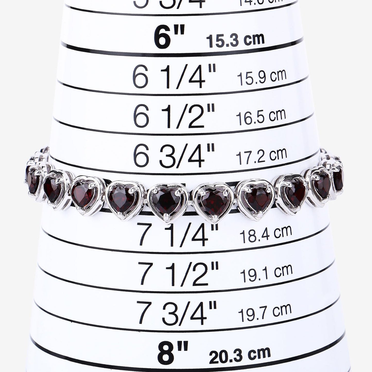 10.50 Ct Heart Red Garnet Prong Sterling Silver Tennis Bracelet