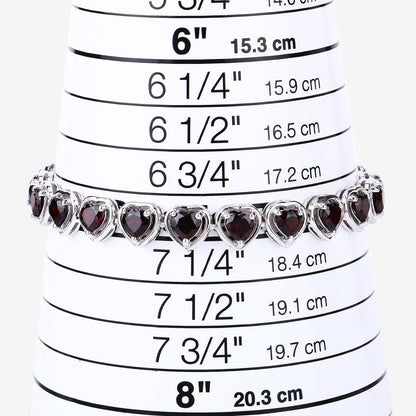 10.50 Ct Heart Red Garnet Prong Sterling Silver Tennis Bracelet