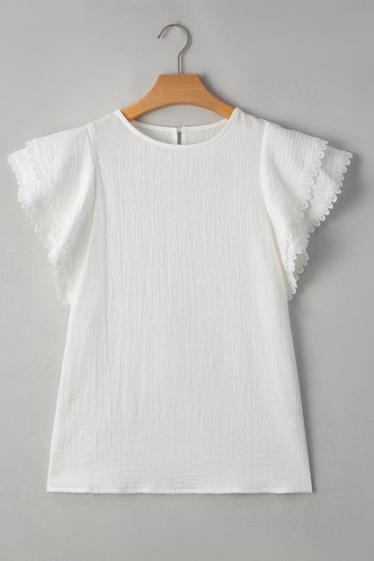 Threaded Pear Cecelia Ruffled Flutter Sleeve Blouse