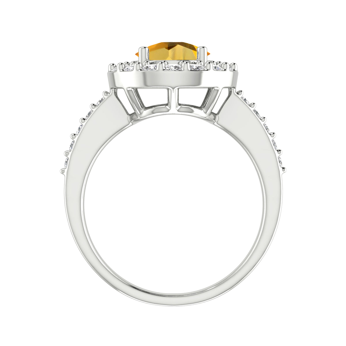 Sterling Silver 2.00 CTTW Natural Citrine and White Topaz Halo Ring for Women