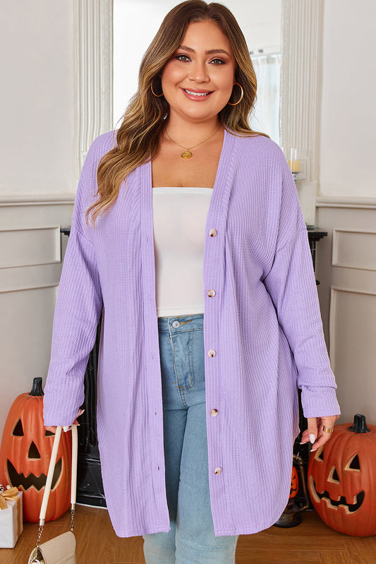 Threaded Pear Rosie Waffle Knit Front PLUS Cardigan