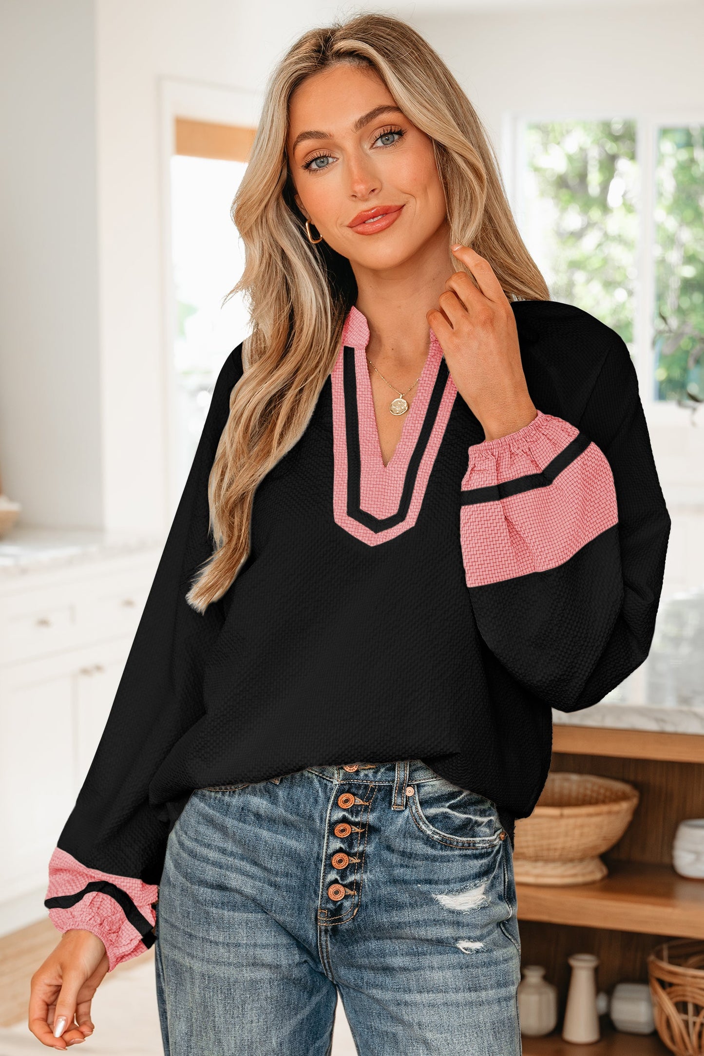 Threaded Pear Siya Long Sleeve Blouse Long Sleeve Top