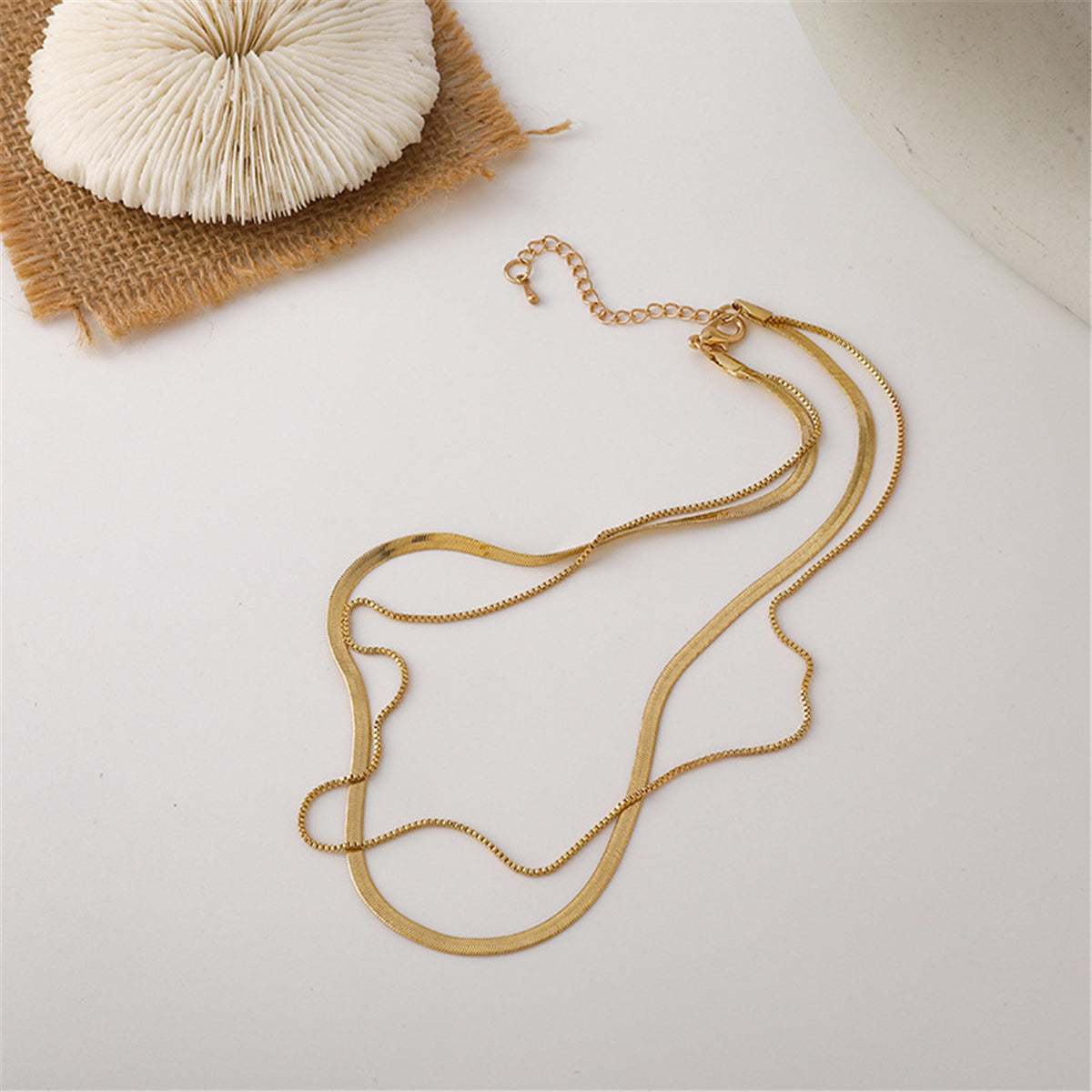 Goldtone Layered Chain Choker Necklace